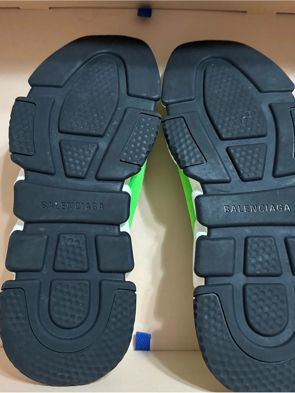 Balenciaga Men's Neon Green Sock Sneakers with White Soles